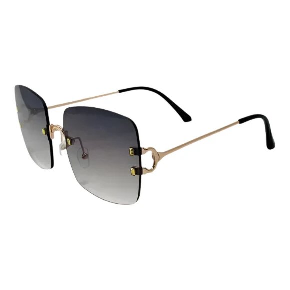 6109 | Black Rimless Two Tone Square Sunglasses - Picture 2 of 5